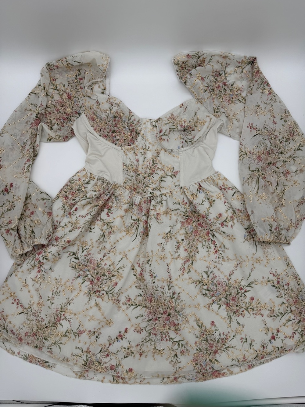 Floral Dress Size Small Bridgerton Cottagecore Fairy Peasant Milkmaid Victorian